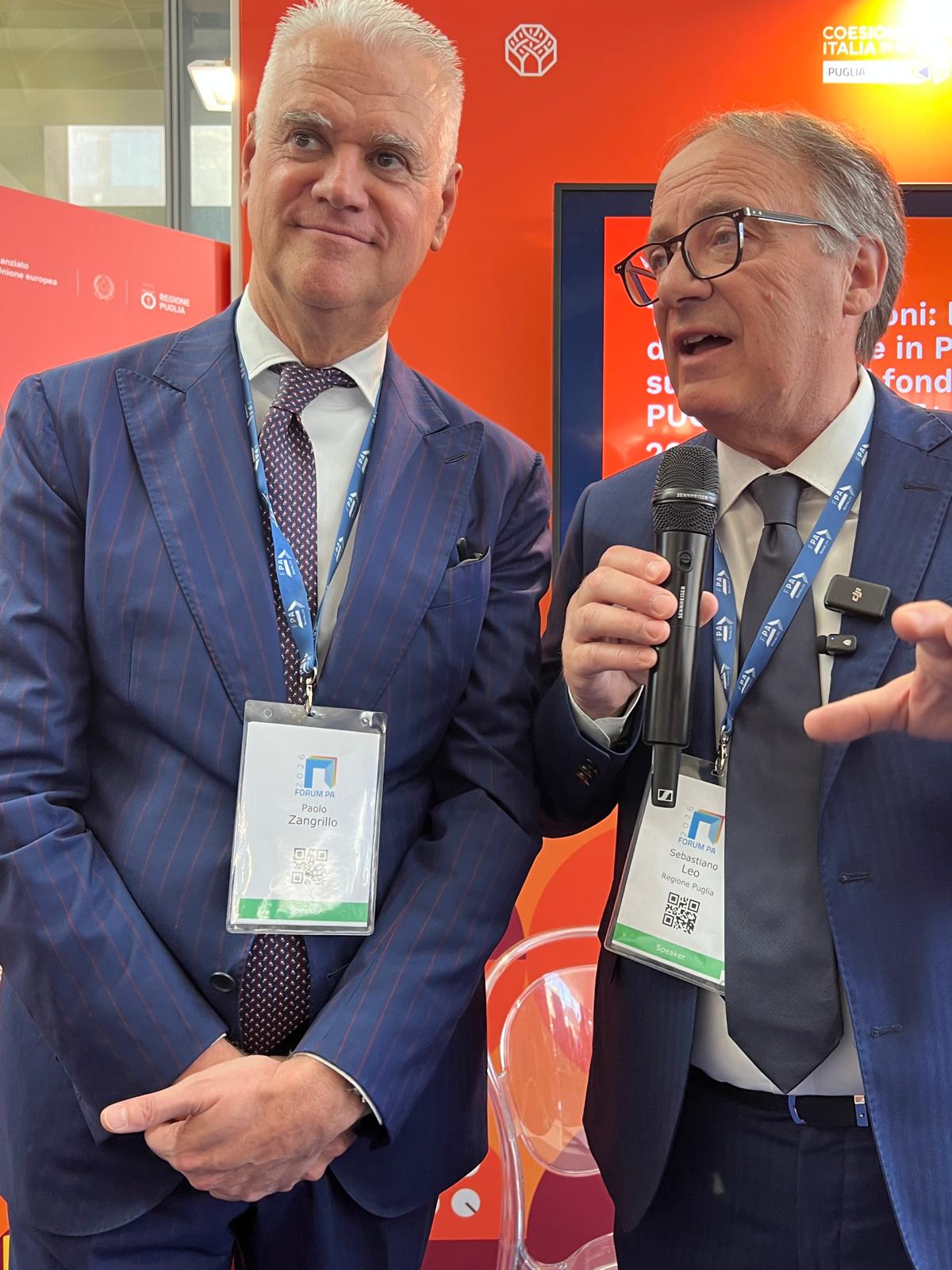 Galleria FORUM PA 2026, L’assessore Sebastiano Leo incontra il ministro Paolo Zangrillo nello stand della Regione Puglia - Diapositiva 6 di 6